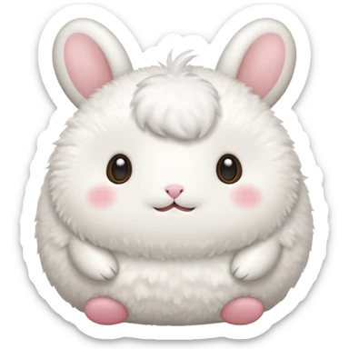 Fluffy round animal with cute little feet and button face and small ears like a molang character  sticker