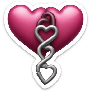 Two interconnected heart locks pink and burgundy  sticker