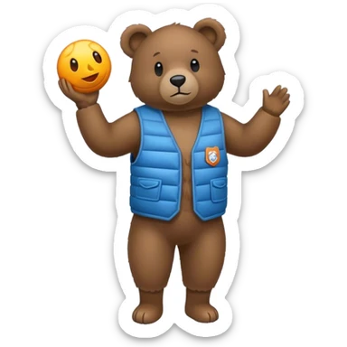 ours debout avec gilet par balle sticker