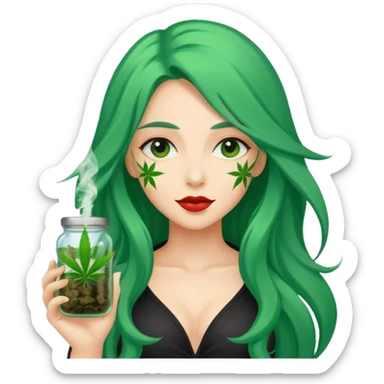 Woman with long green hair protector of weed sexy sticker
