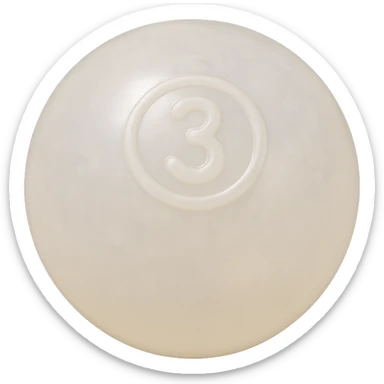 pool billiards cue ball, retro 90's toy style, very transparent, slightly see-through, white, soft plastic texture, soft reflections, soft and squishy, some cloudiness, not shiny, highly detailed, appealing, no tag, no background sticker