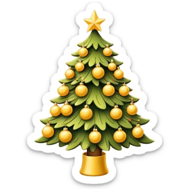 Christmas tree emoji, yellow sticker