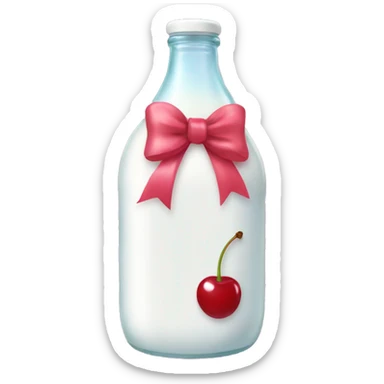 aesthetic milk bottle with cherry bow sticker