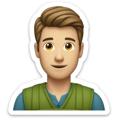 A male farmer, fair and clean-shaven(brown hair and hair between green and blue) sticker