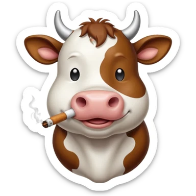 cute cow smoke weed sticker