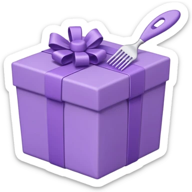 A cute emoji-style illustration of a purple gift box opened, with a comb inside the box. Soft pastel purple tones, simple shapes, rounded edges, clean lines, kawaii style, minimal details, bright and friendly expression, centered composition, transparent background, sticker emoji design sticker