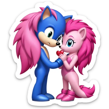 Pinkie Pie kissing Sonic  sticker