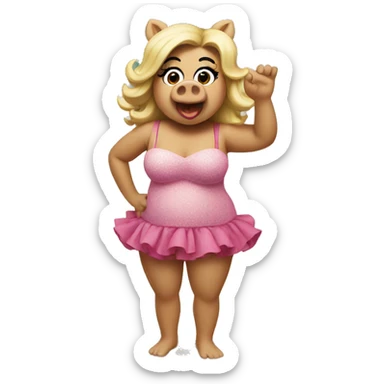 Miss piggy on the beach sticker