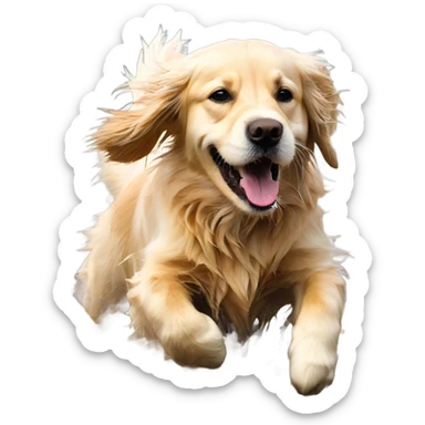 English cream golden retriever splashing in muddy puddle sticker
