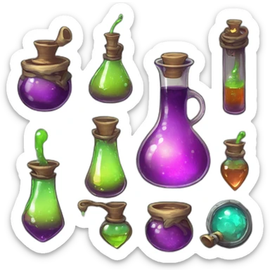 alien potion scifi roguelike rpg style inspired by slay thee spire sticker