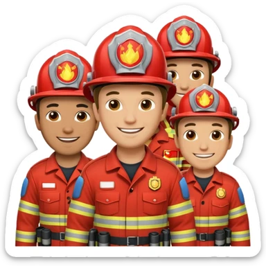 Group male wear fire fighting uniform sticker
