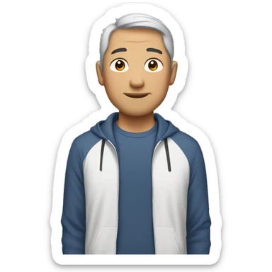 asian dad with no beard or mustache, athletic clothes  sticker