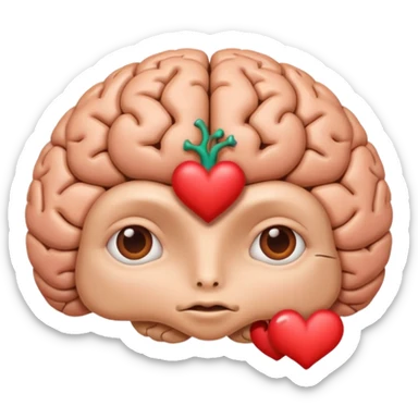 image of the brain with heart eyes  sticker