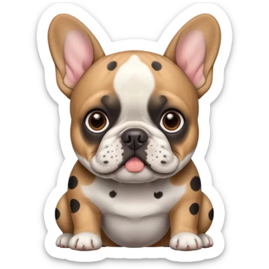 French bulldog that is brown black and gray spots  sticker