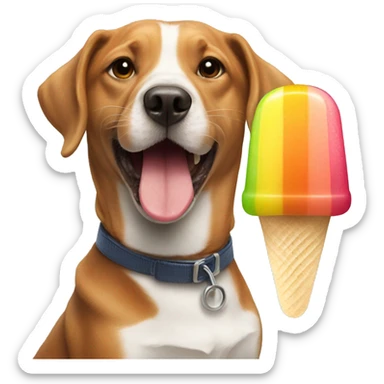 Dog licking ice lolly sticker