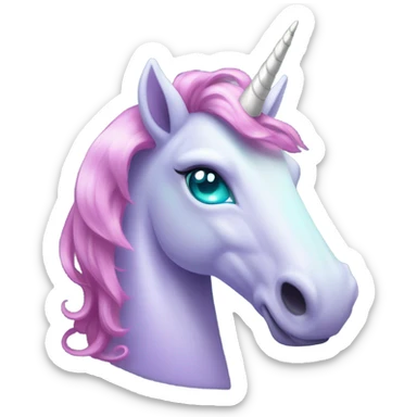 Pale lavender unicorn with bright pink hair and turquoise eyes with gemstone hooves  sticker