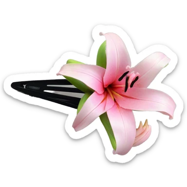 hair claw/clip with pink lily ( accessory)  sticker