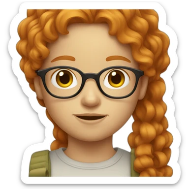Ginger girl with wavy hair and glasses sticker