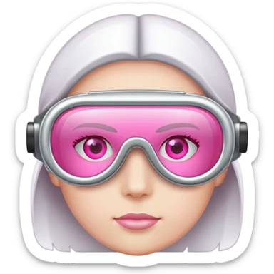 pink lens safety glasses with reflective silver frame, industrial protection sticker