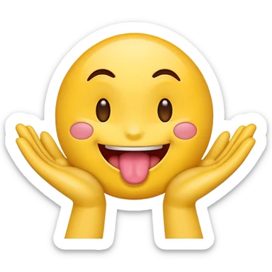 Emoji with tongue out and hands out sticker