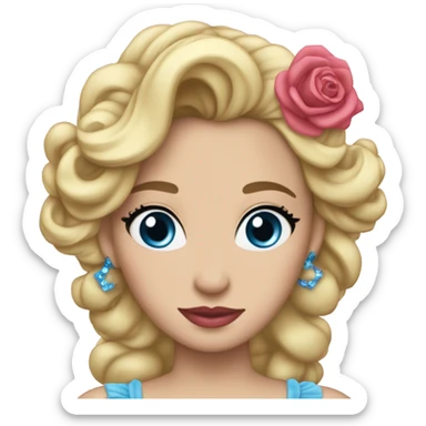 Cenicienta con vestido azul y labios rosas y cabello lacio  sticker