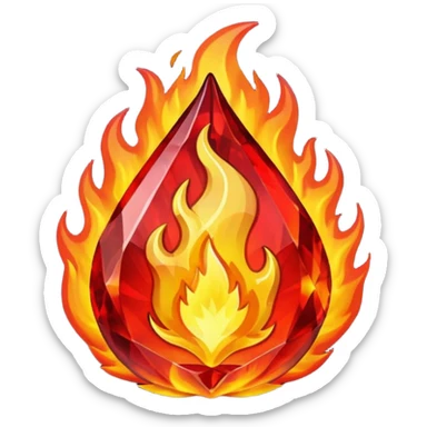 Red flaming crystal with a $ carved into the center of the crystal.Red flaming crystal with a $ carved into the center of the crystal. sticker