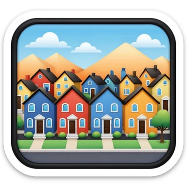 group of 3 houses representing neighborhood sticker