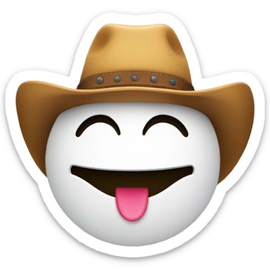 Smiley face emoji with a cowboy hat tipping it sticker