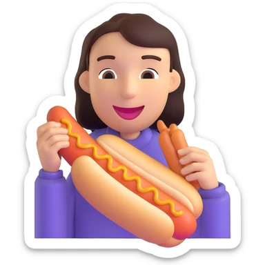 Chilean person happily eating a completo hot dog sticker