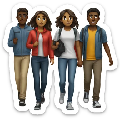 Team of young people walking sticker