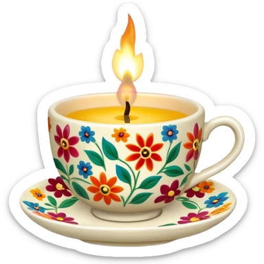 flower patterned teacup candle sticker
