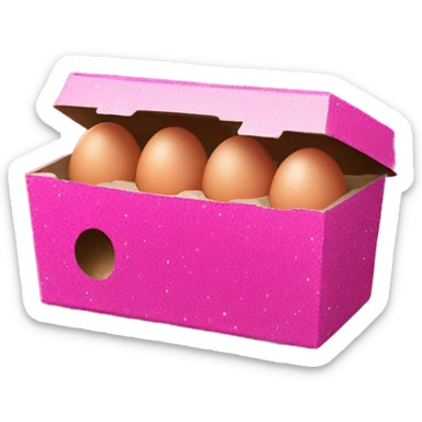 Hot pink carton of eggs with glitter  sticker