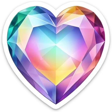 Gradient purple indigo blue cyan green crystal heart sticker