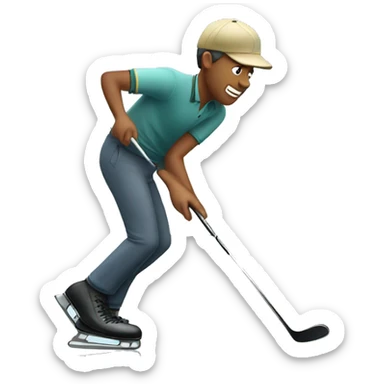 Golfer who is ice skating sticker