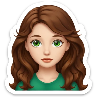 Beautiful girl,brown hair,wavy hair，long hair,geeen eyes sticker