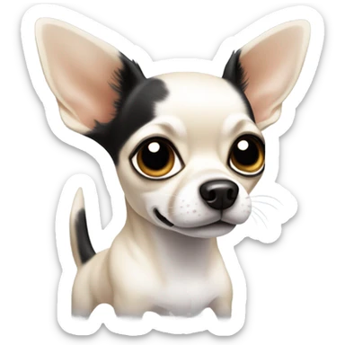 White bidy chihuahua with black ears and tan around eyes sticker