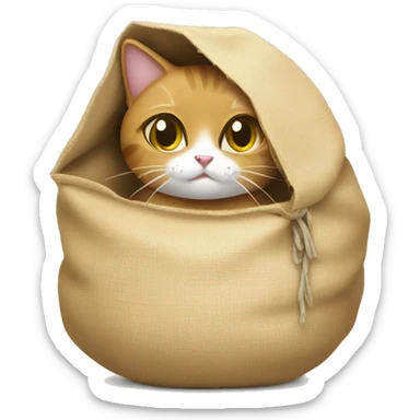 a cat wearing a sack of rice sticker