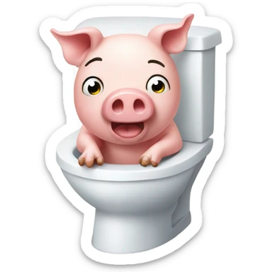 Pig on the toilet  sticker