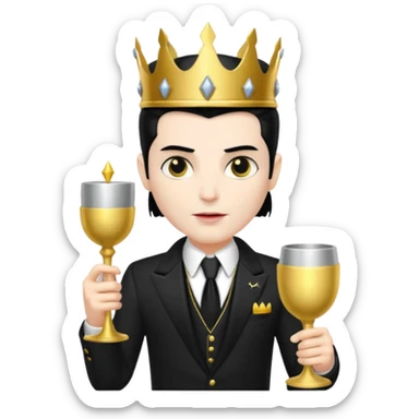 Vampire King, Vampire with slicked-back hair, wearing a crown, holding a goblet. sticker