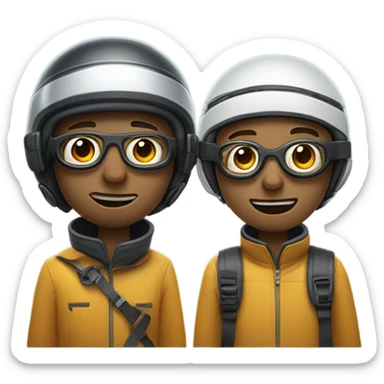 tow face hug, one with Ski goggles，the other with normal glasses. sticker