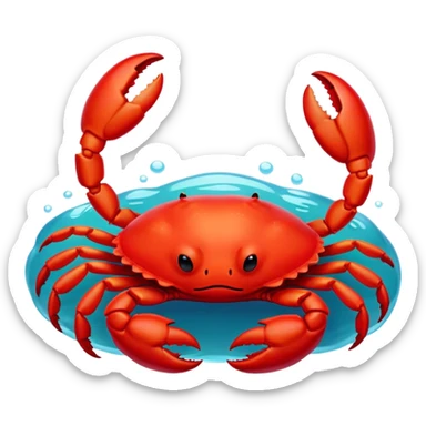 Meme-Worthy Cute Sleeping Red Crab Portrait Emoji, Head resting peacefully with a contented smile, showcasing a robust, vivid scarlet carapace and softly closed eyes in serene slumber, Simplified yet adorably endearing features, highly detailed, glowing with a soft, drowsy ocean light, high shine, relaxed and utterly lovable, stylized with an air of playful laziness, soft glowing outline, capturing the essence of a sleeping red crab that feels destined to become the next viral icon of adorable rest! sticker