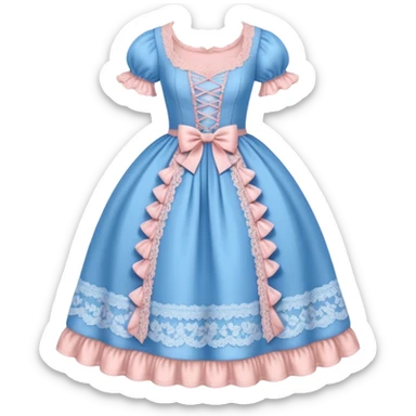 Rococo blue dress with pale pink and lace sticker