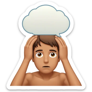 Person with hands on head and thought bubble which says idiots sticker
