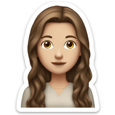 White girl with long brown hair and brown eyes sticker