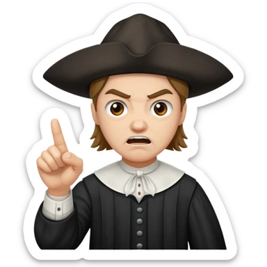 Angry puritan pointing sticker