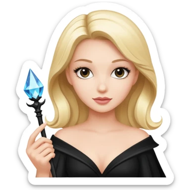 Super Glam girl with a magic tryllestav - Black detail sticker