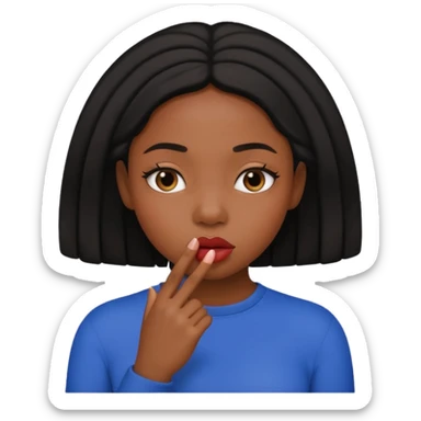 Black girl pinching her lips together with her fingers  sticker