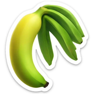 Create a semi-ripe banana emoji with green and yellow transitions, showing growth and progress. Keep the design dynamic with soft shading. sticker