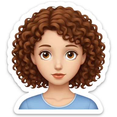 Brown curly hair girl  sticker