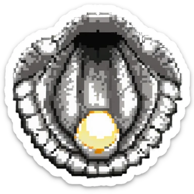 Open oyster shell with glowing pearl inside, underwater treasure sticker